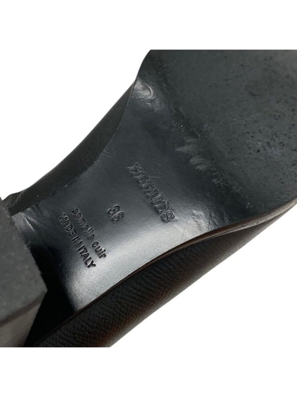 Hermes Flats Boots Short Shoes Leather Black Stitching - Picture 9 of 10